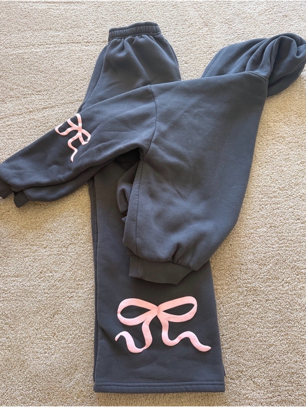 Edikted Charcoal Gray hoodie with Pink Bow Accent